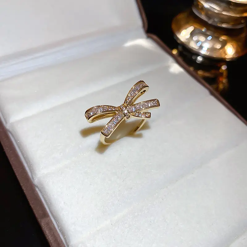 14k gold plated bowknot ring