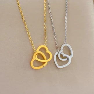 Plated double heart necklace