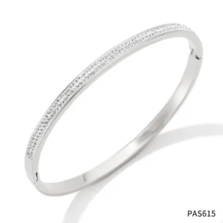 Stainless Steel 18K Micro Pave Silver Plated Bracelet