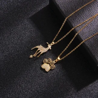 Gold plated stainless steel animal necklace