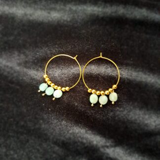 18K Gold Stainless Steel light green Stone Hoop Earring